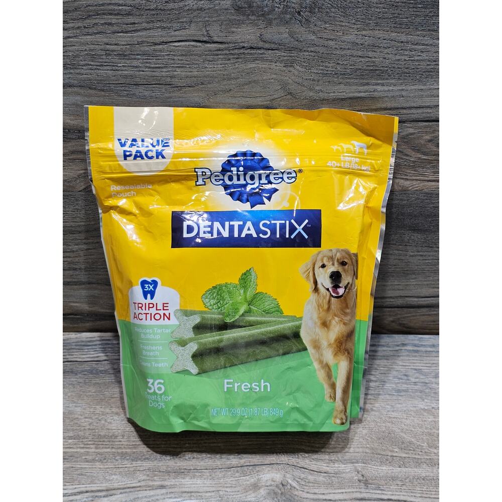 Dentastix Large Dog Treats Fresh Flavor 1.87 lb Bag 36 Count